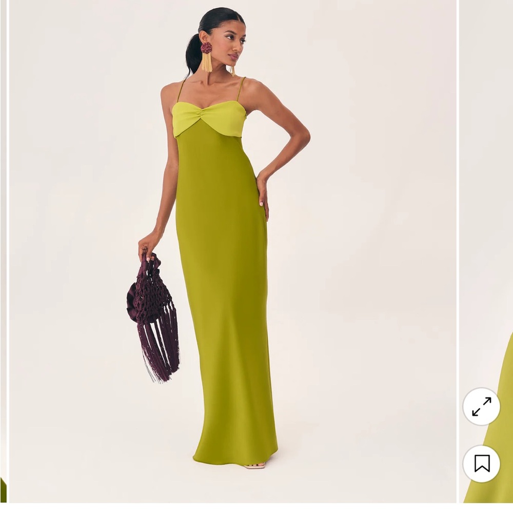 Olive Green Maxi Slip Dress with Twist Bodice